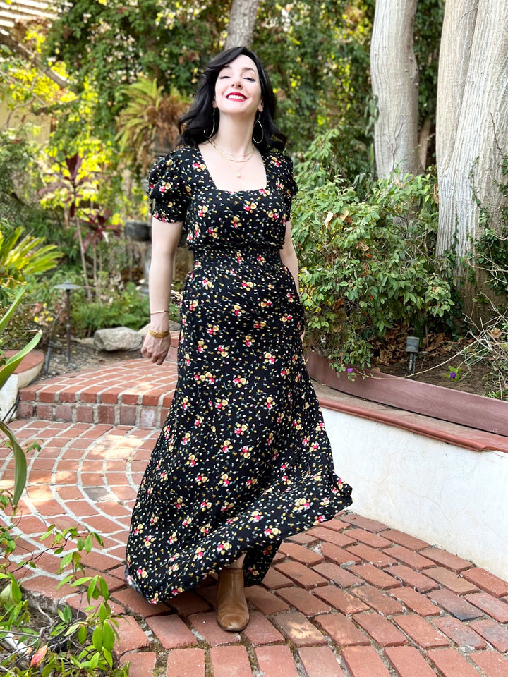 The Leigh Dress (Black / Primary Floral)