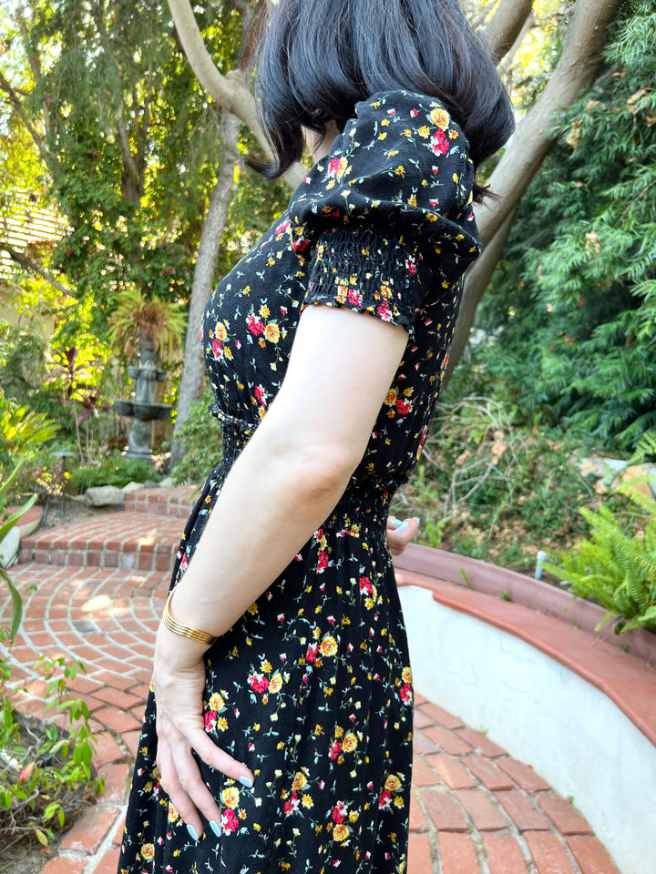 The Leigh Dress (Black / Primary Floral)