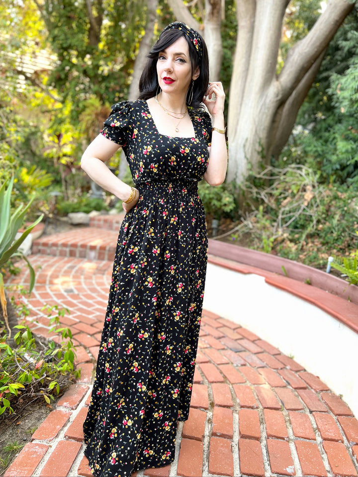 The Leigh Dress (Black / Primary Floral)