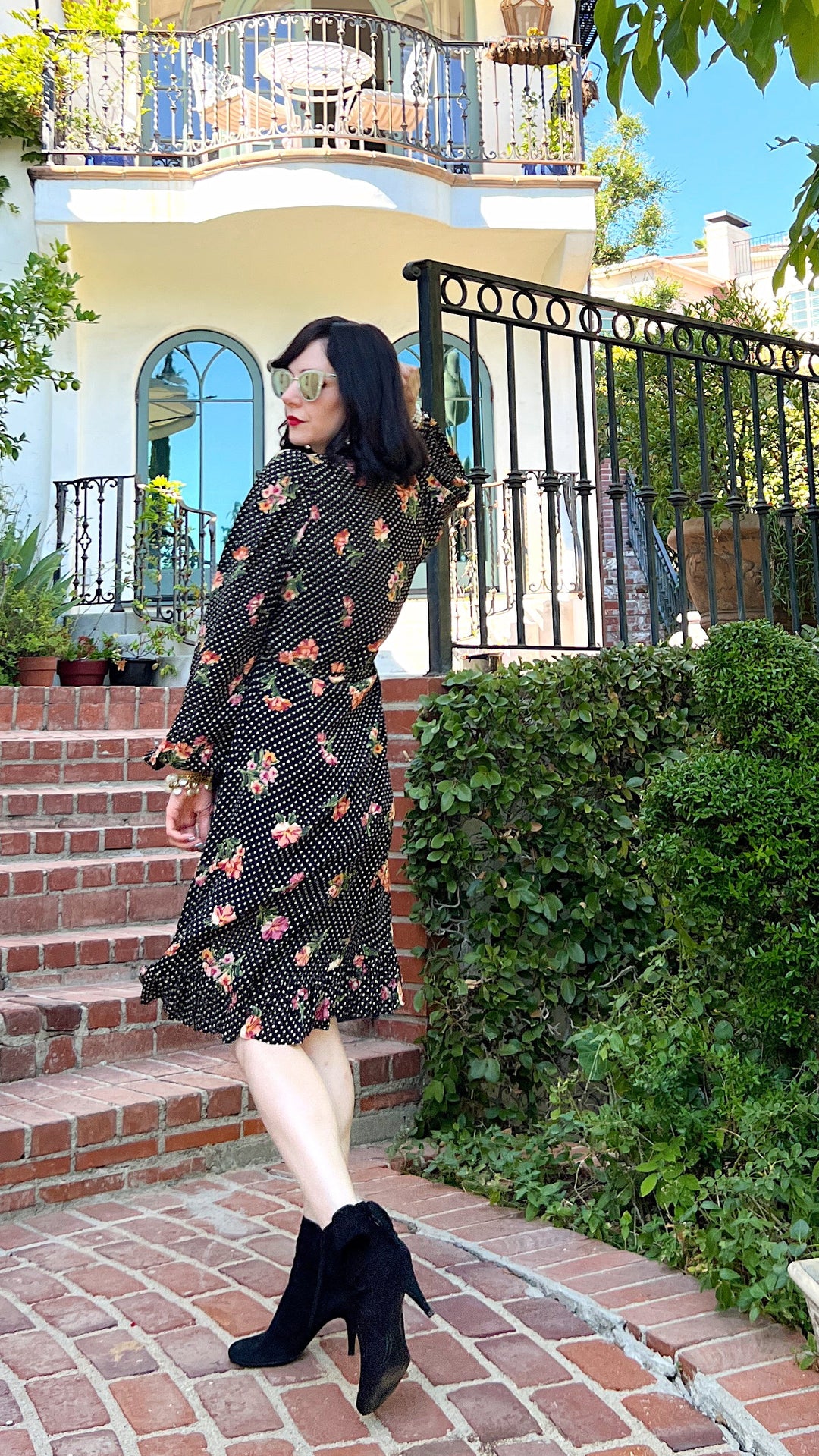 Fuller Bust Fit Wrap Dress with Ruffle Hem and Sweetheart Neckline Pleating